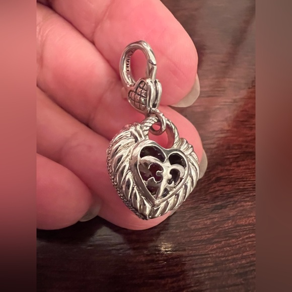 JUDITH RIPKA STERLING SILVER CHARM, BALE OPENS, SMOKY QUARTZ - Picture 2 of 5